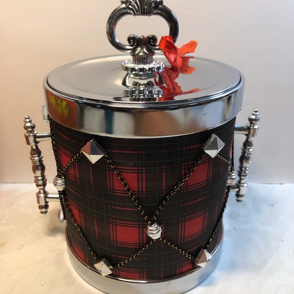 Vintage Tartan Ice Bucket with Lid,  Hong Kong Drum style With Original Box - Picture 5 of 16